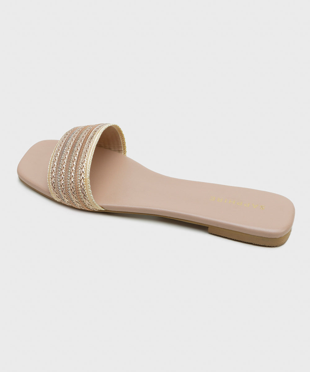 Women's Light Pink Faux Leather Flats