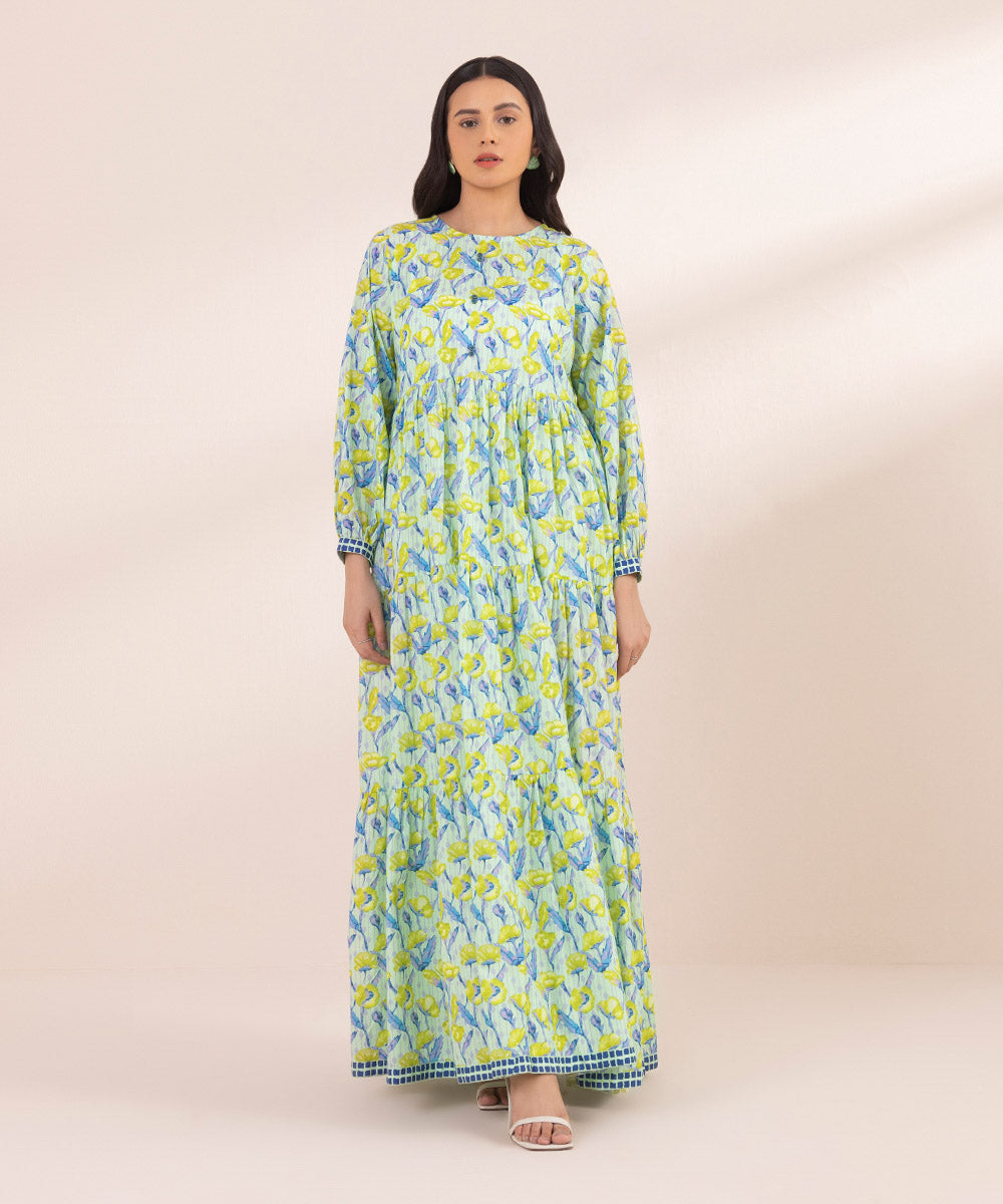 Women's Pret Textured Lawn Printed Mint Tier Dress