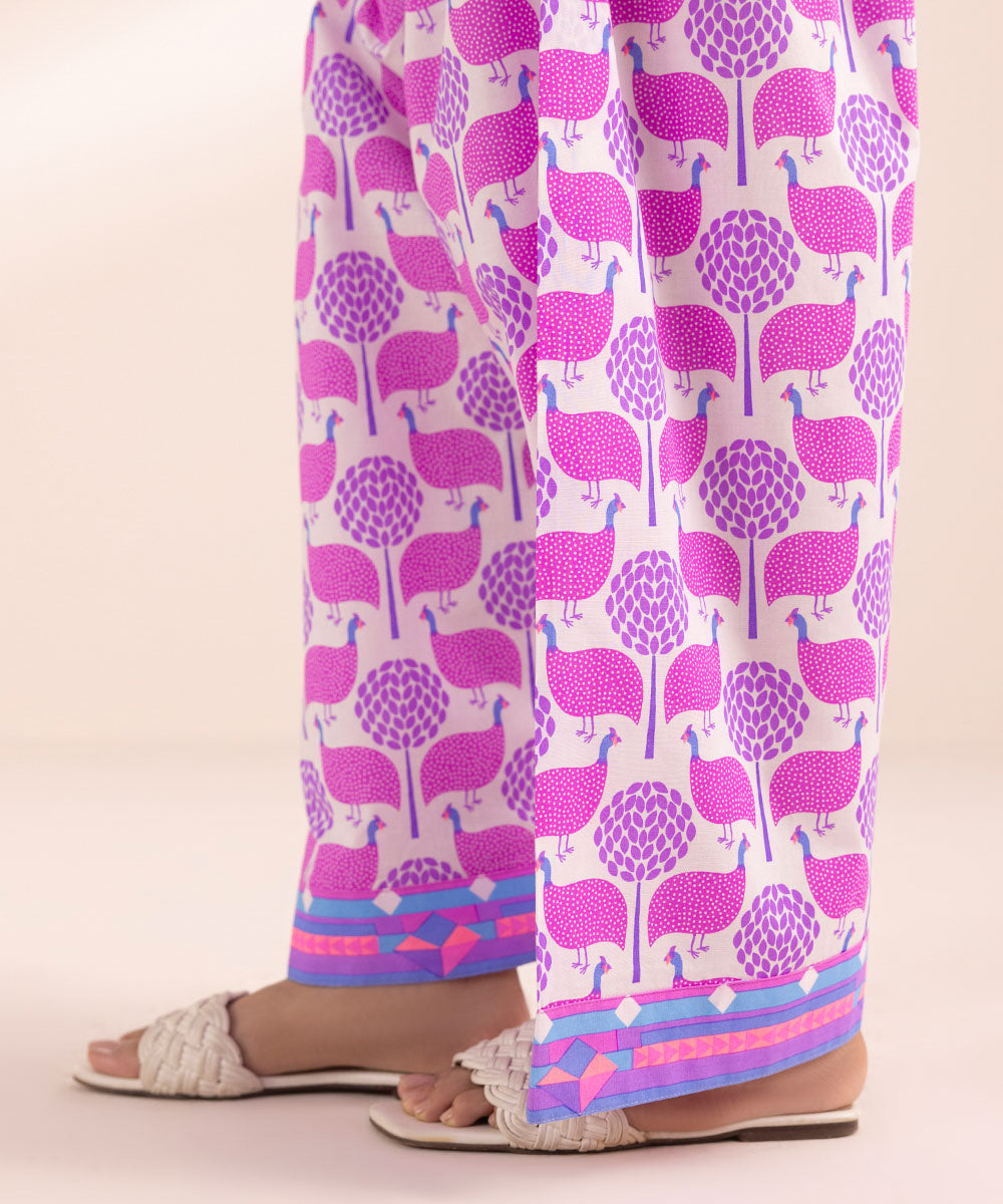 Women's Pret Cambric Purple Printed Shalwar