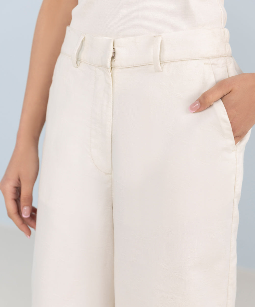 Women's Western Wear Off White Trousers