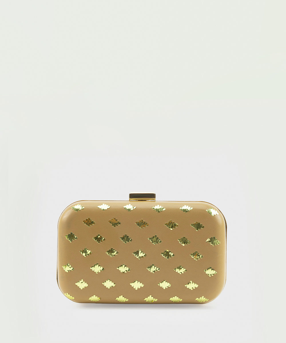 Women's Beige Hard Clutch