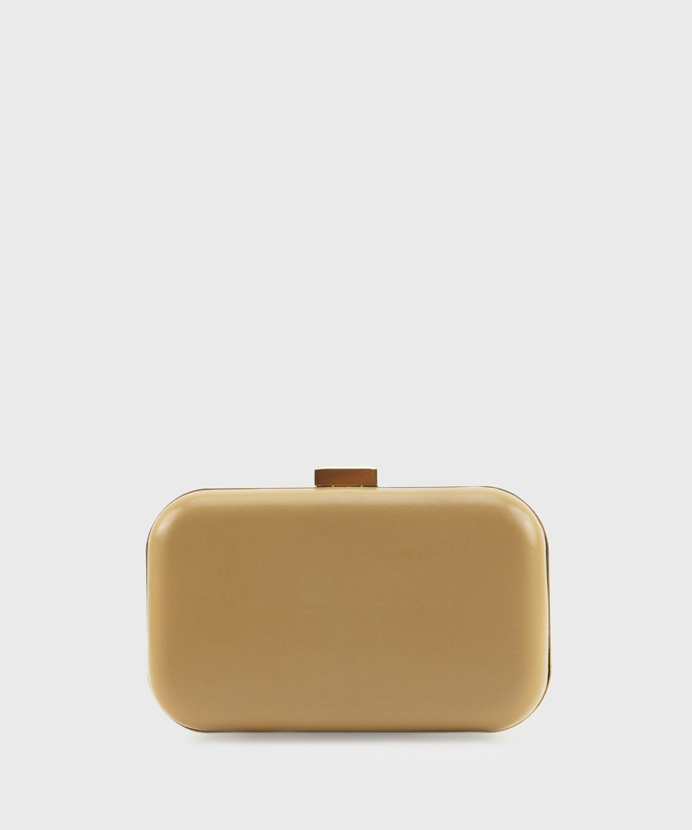 Women's Beige Hard Clutch