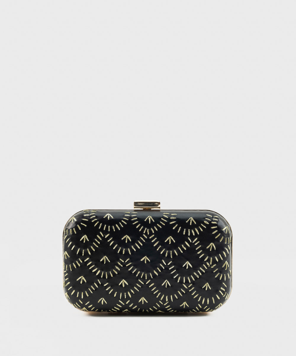 Women's Black Hard Clutch