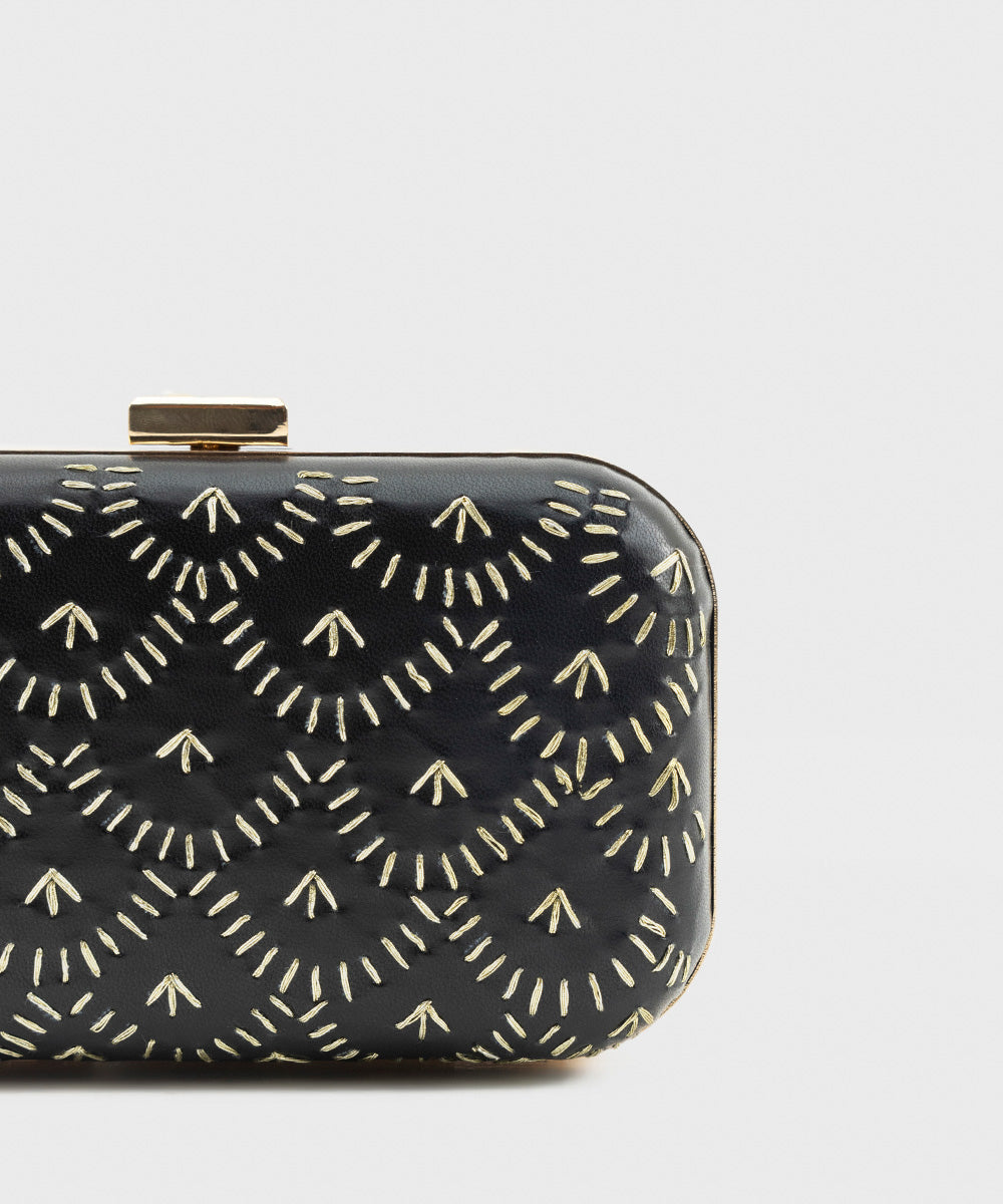 Women's Black Hard Clutch