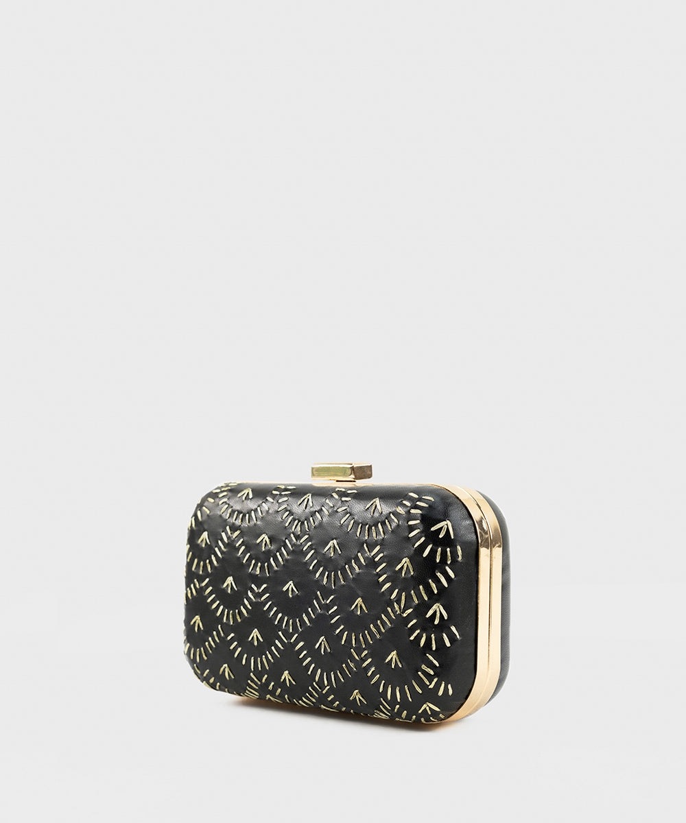 Women's Black Hard Clutch