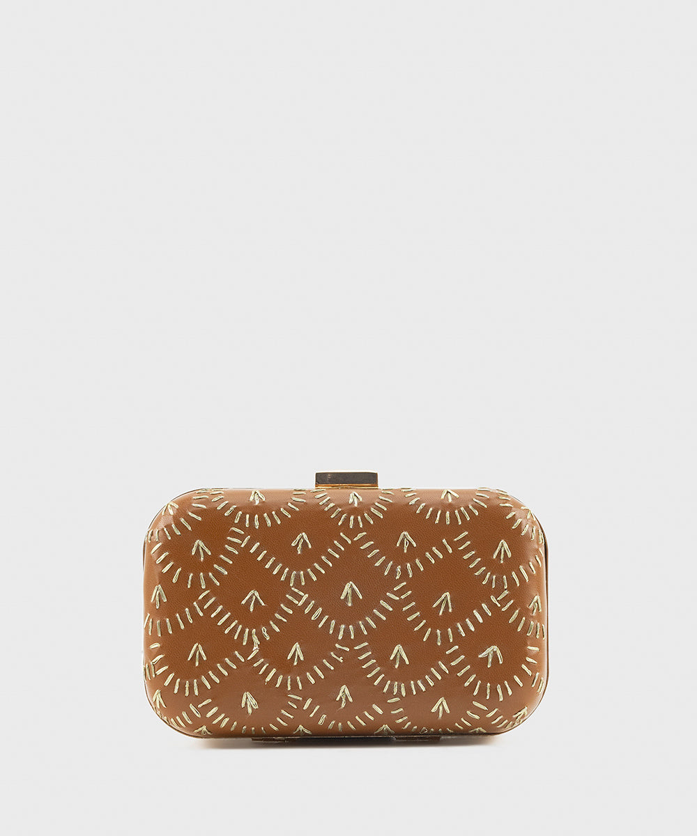 Women's Brown Hard Clutch