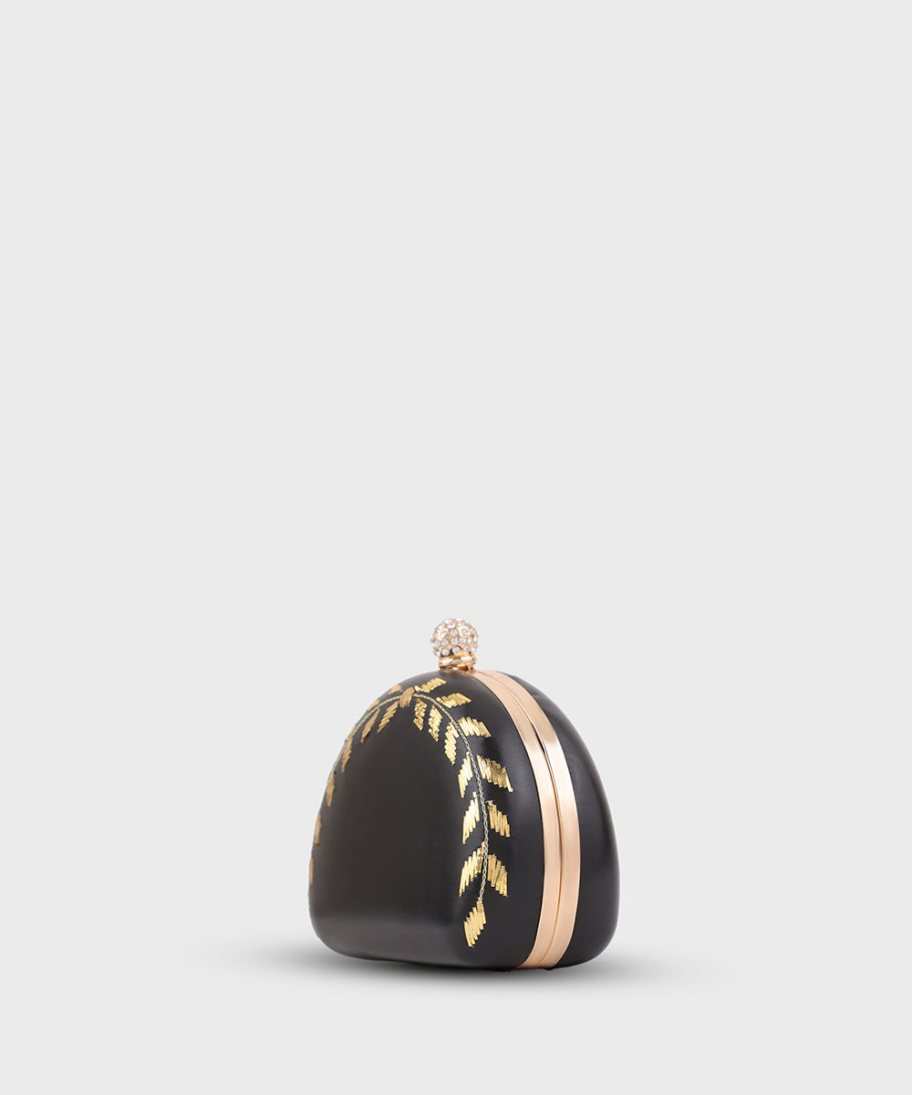 Women's Black Hard Clutch