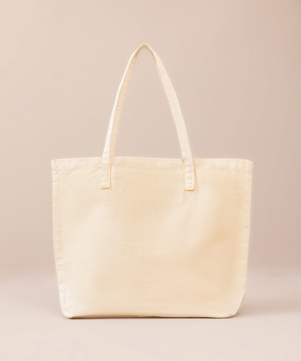 Digitally Printed Beige Cotton Fabric Tote Bag