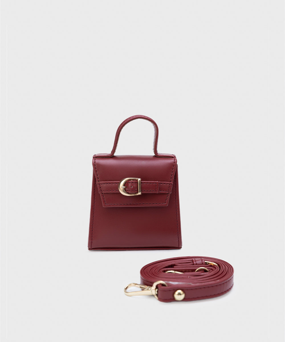 Women's Maroon Faux Leather Mini Bag