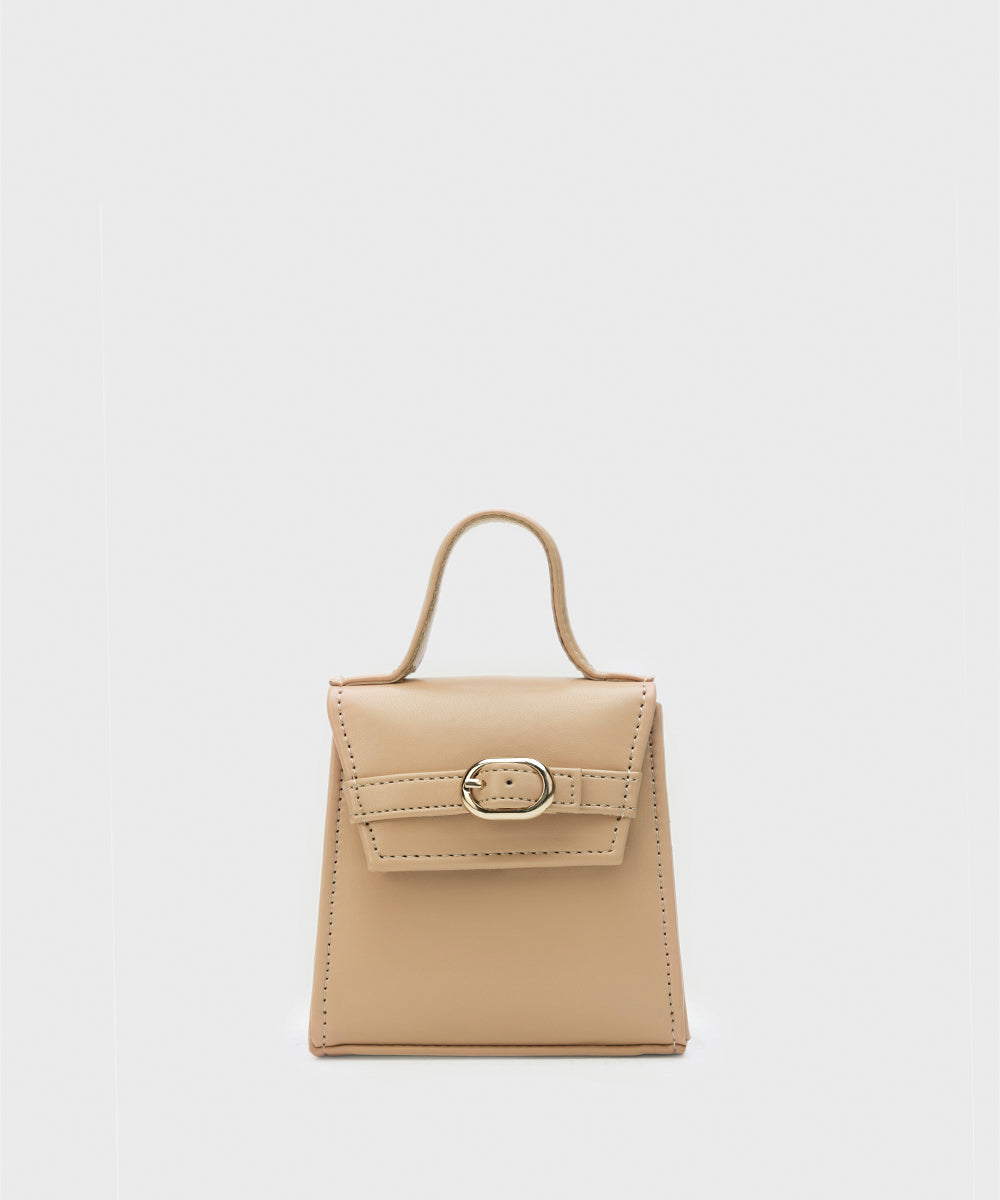 Women's Beige Faux Leather Mini Bag