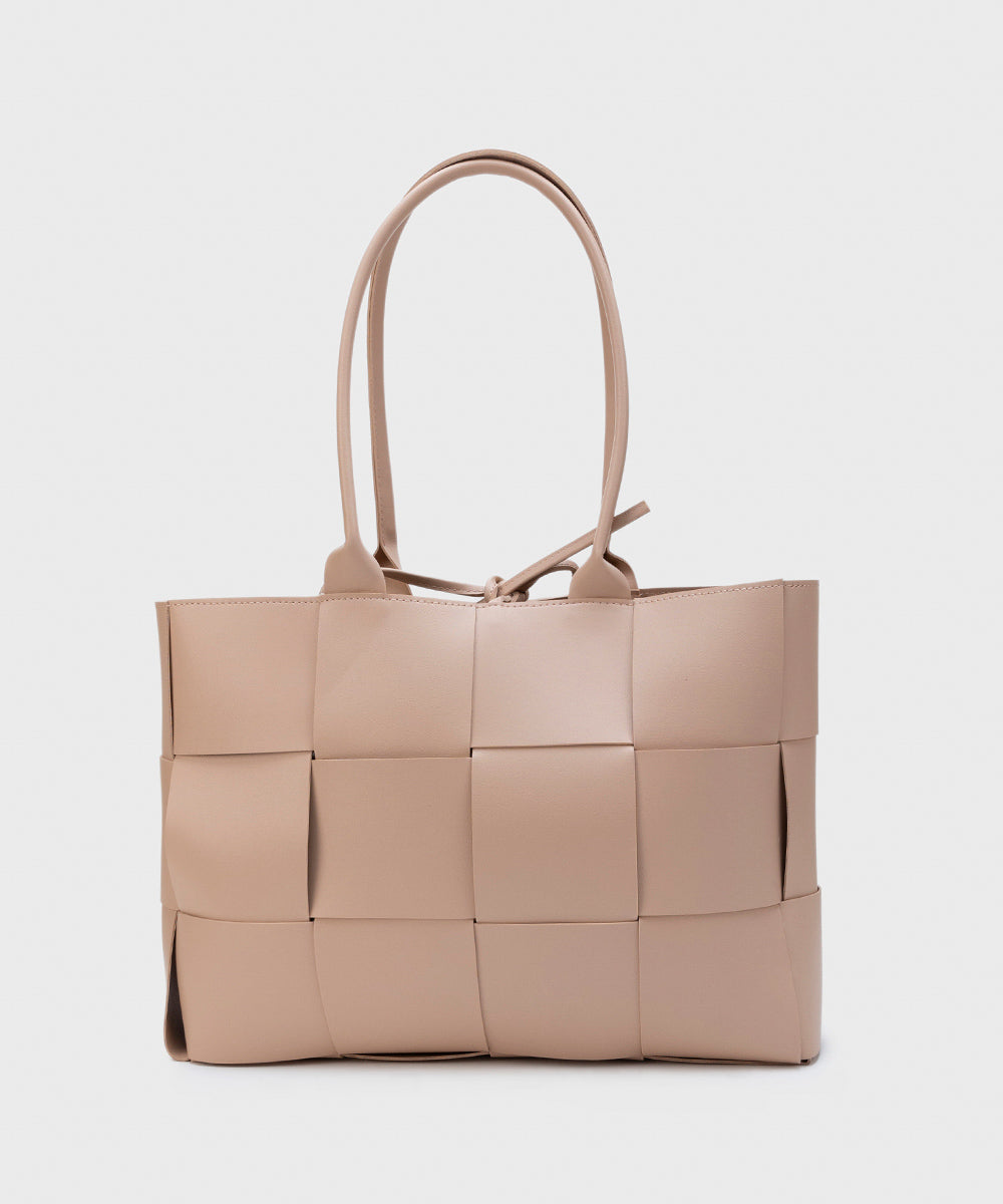 Women's Light Pink Faux Leather Tote Bag