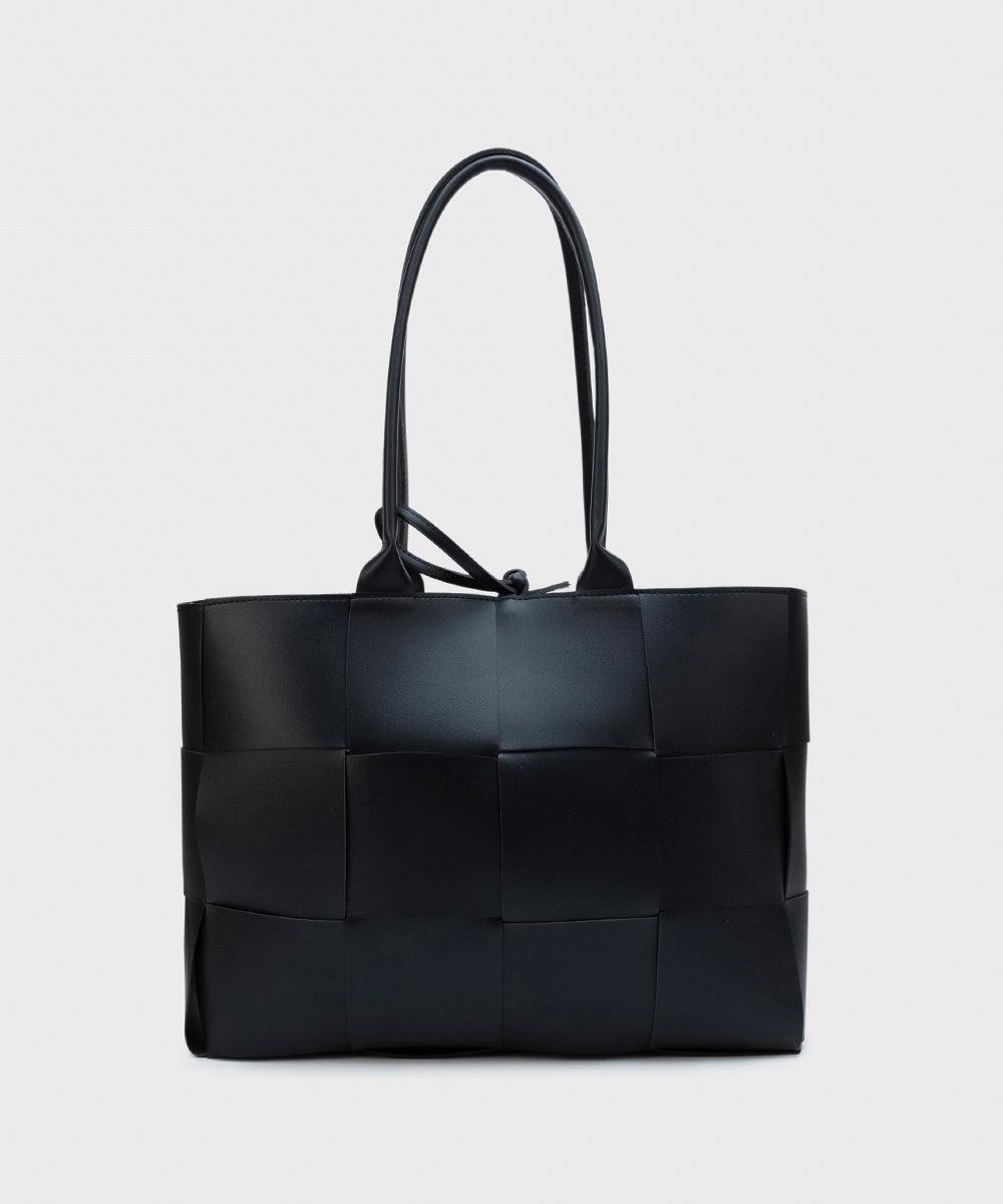 Women's Black Faux Leather Tote Bag