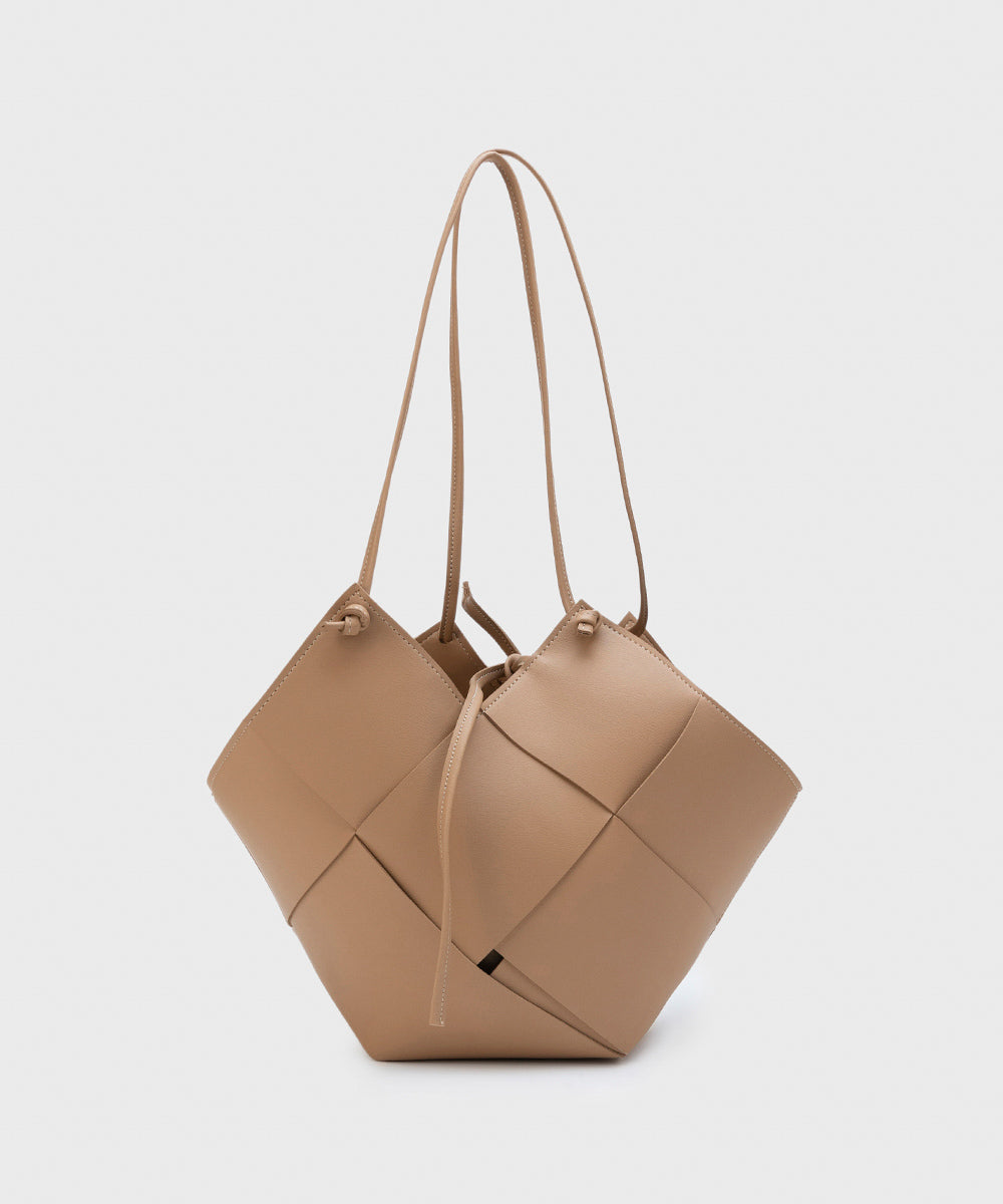 Women's Beige Faux Leather Tote Bag