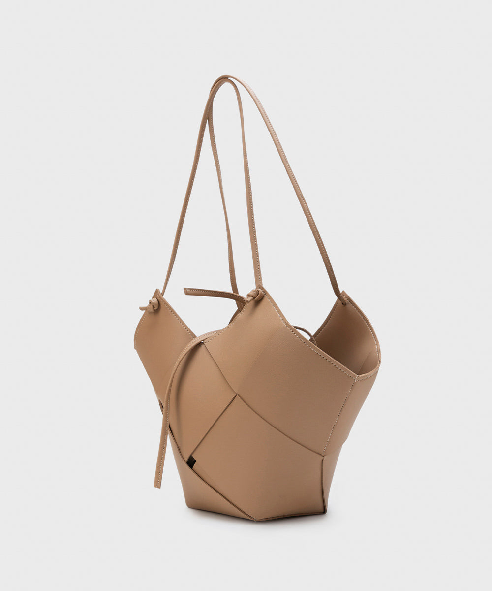 Women's Beige Faux Leather Tote Bag