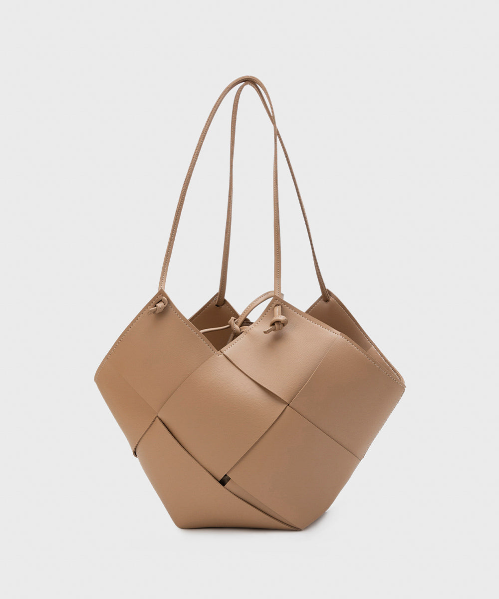 Women's Beige Faux Leather Tote Bag