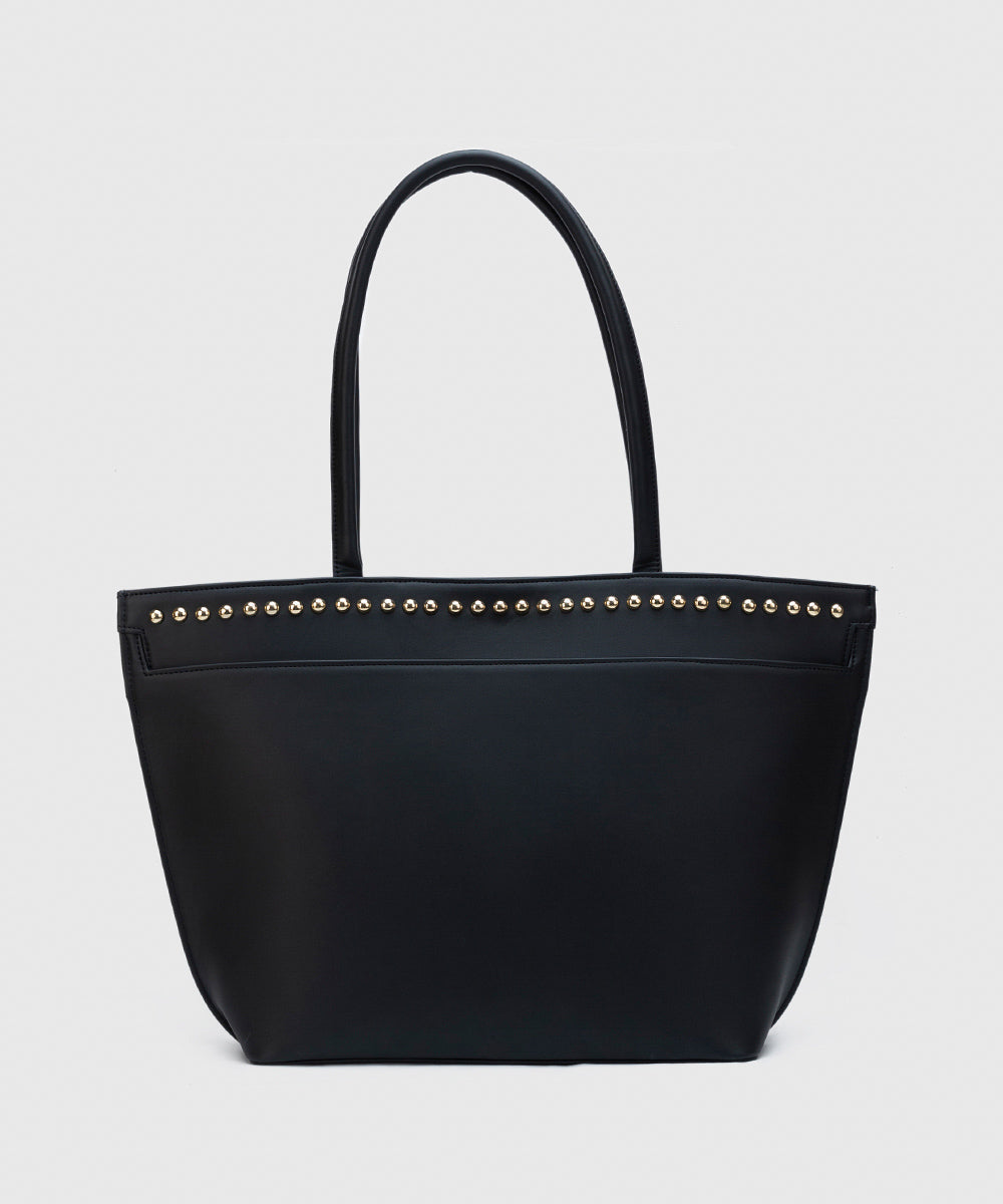 Women's Black Faux Leather Tote Bag