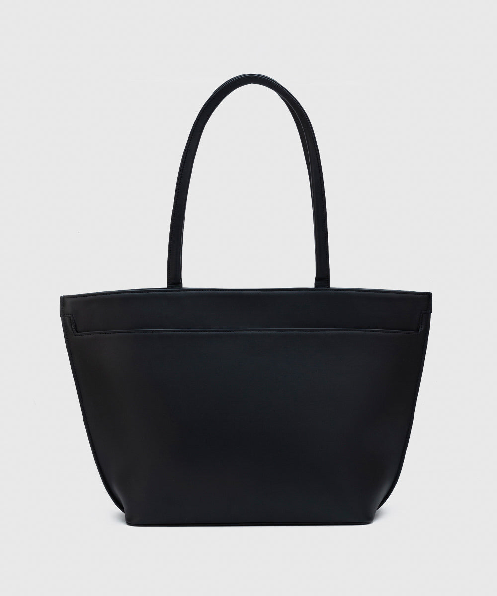 Women's Black Faux Leather Tote Bag