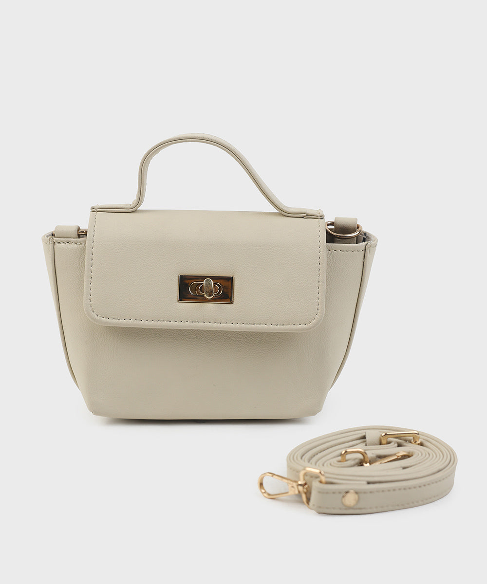 Off White Top Handle Bag