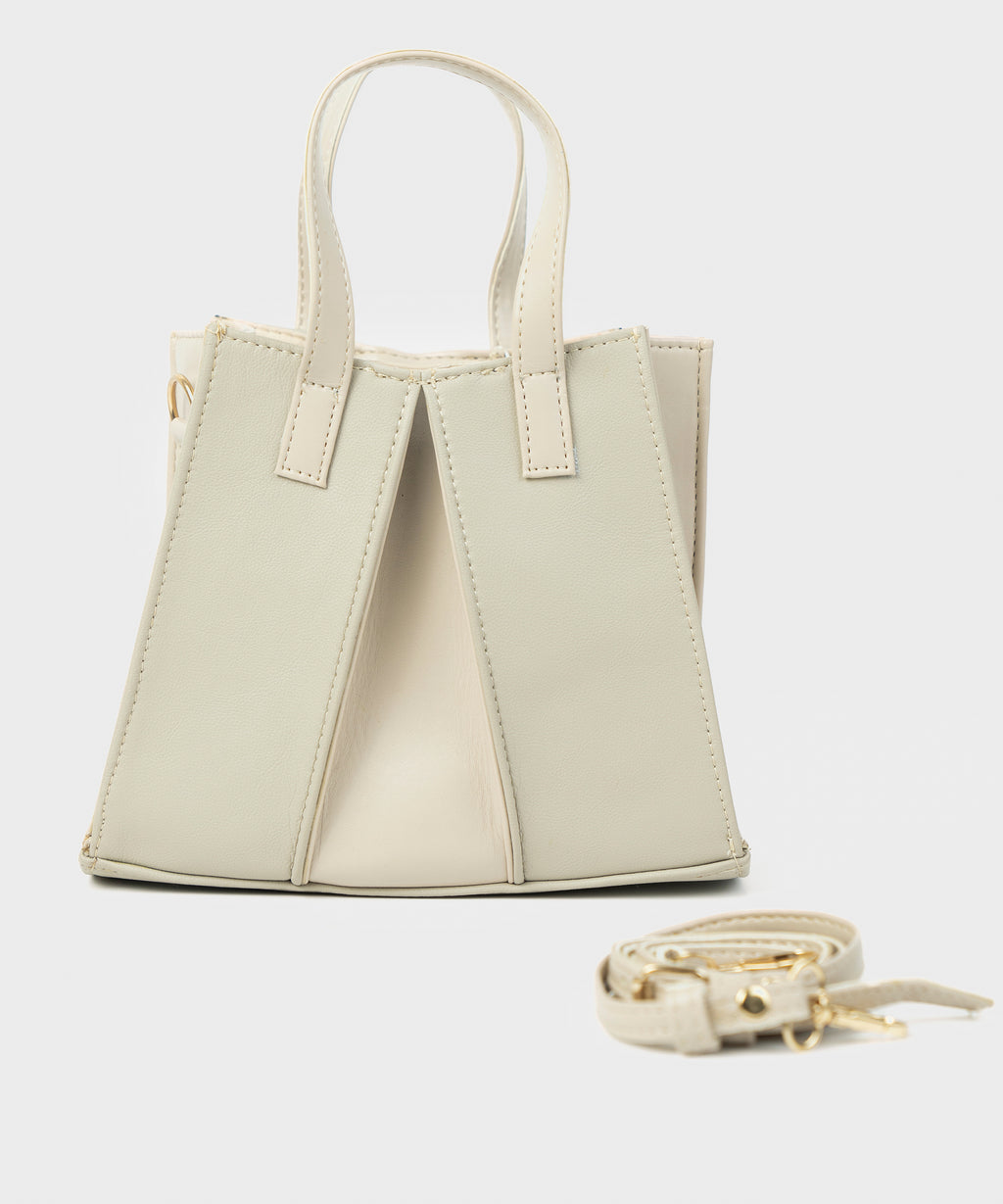 Off White Top Handle Bag
