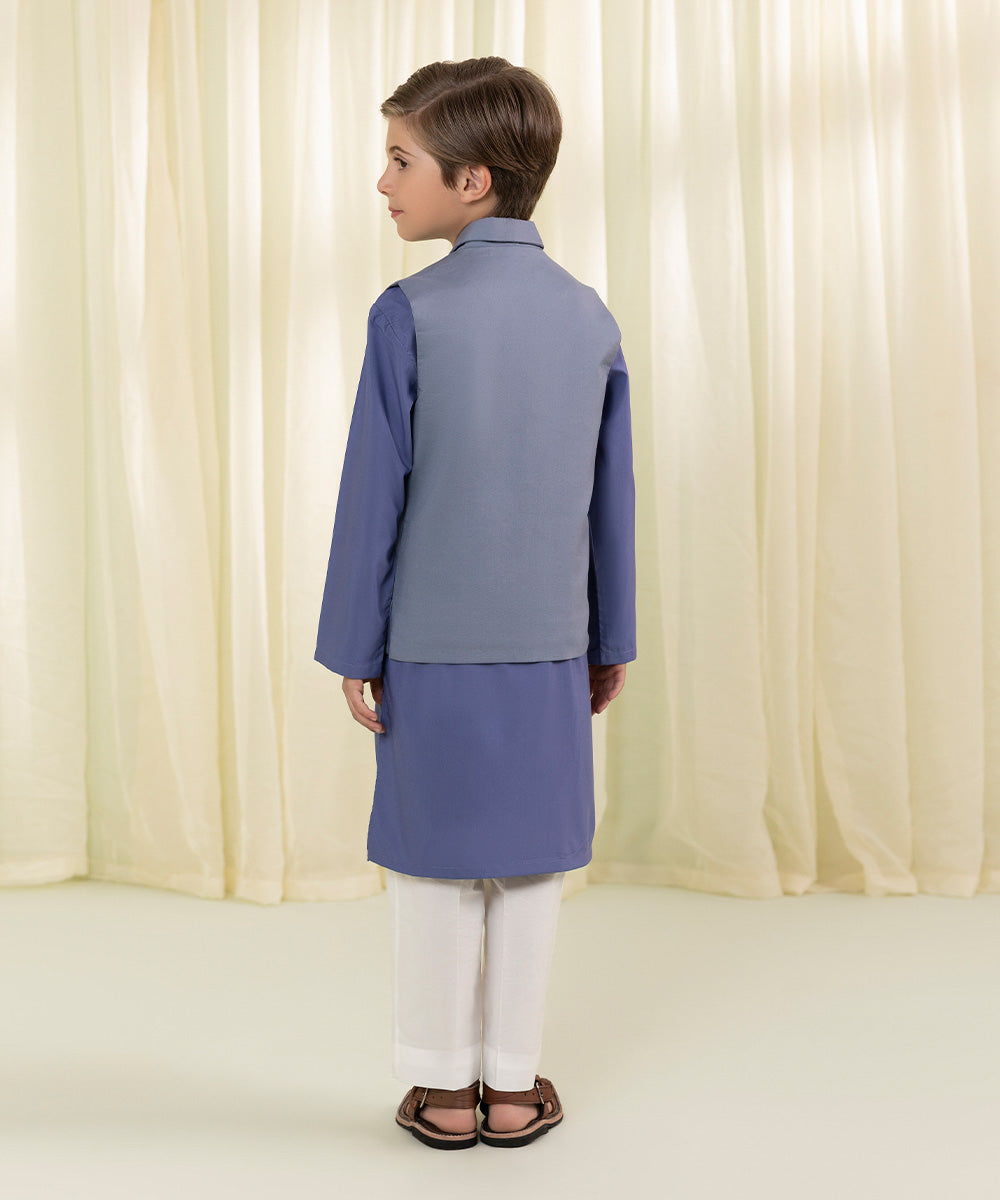 Boys Blue Dyed Cambric Waistcoat