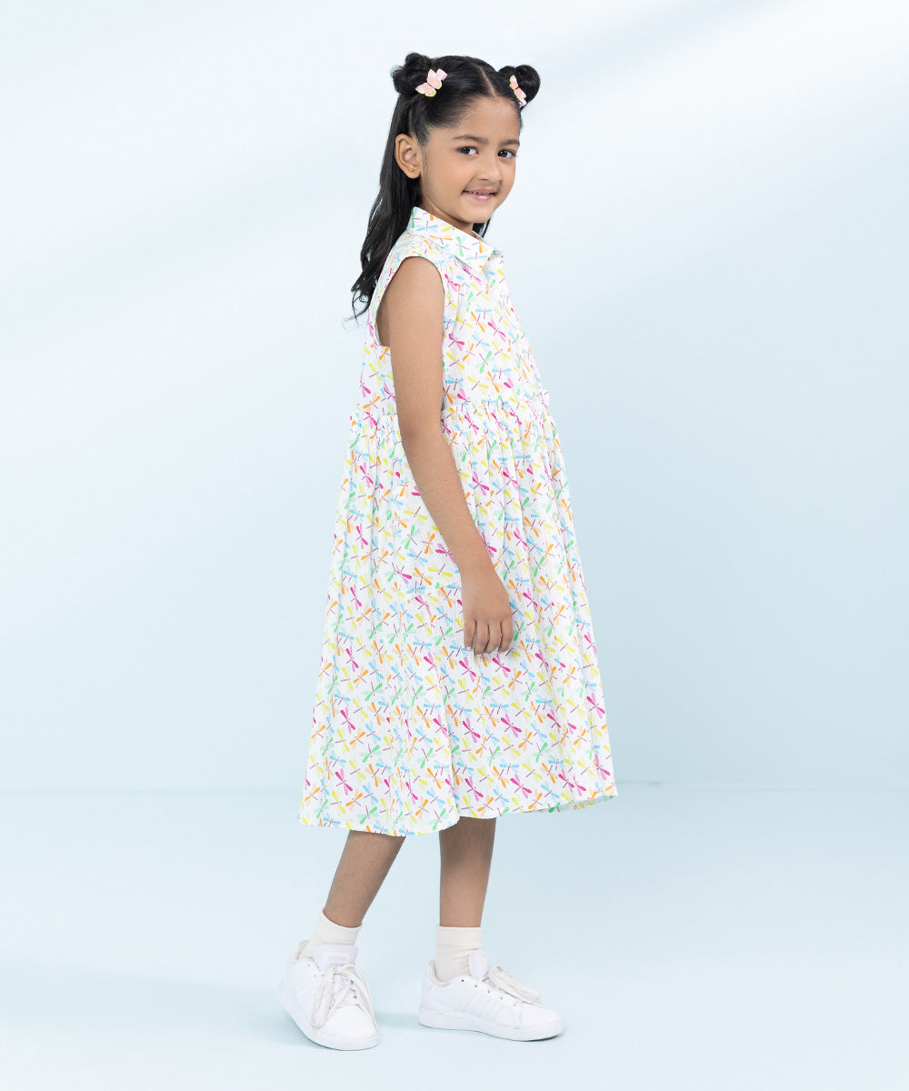 Kids East Girls Multi Printed Seersucker Dress