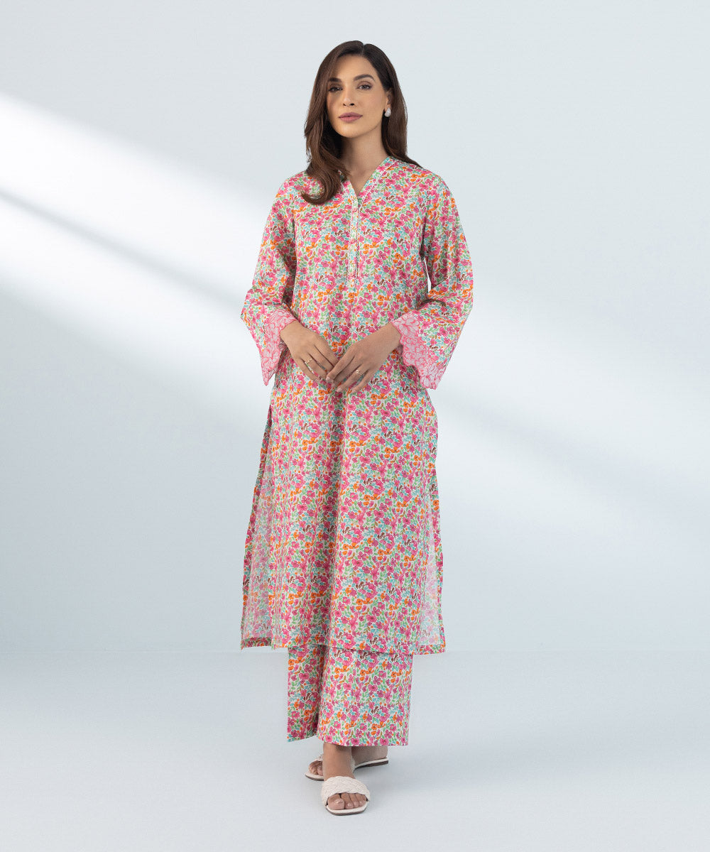 Women's Multi 2 Piece Embroidered Lawn Suit