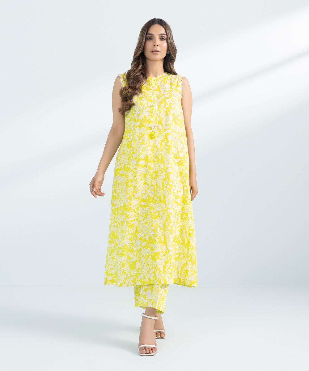 Women's Pret Lawn Printed Yellow 2 Piece Suit