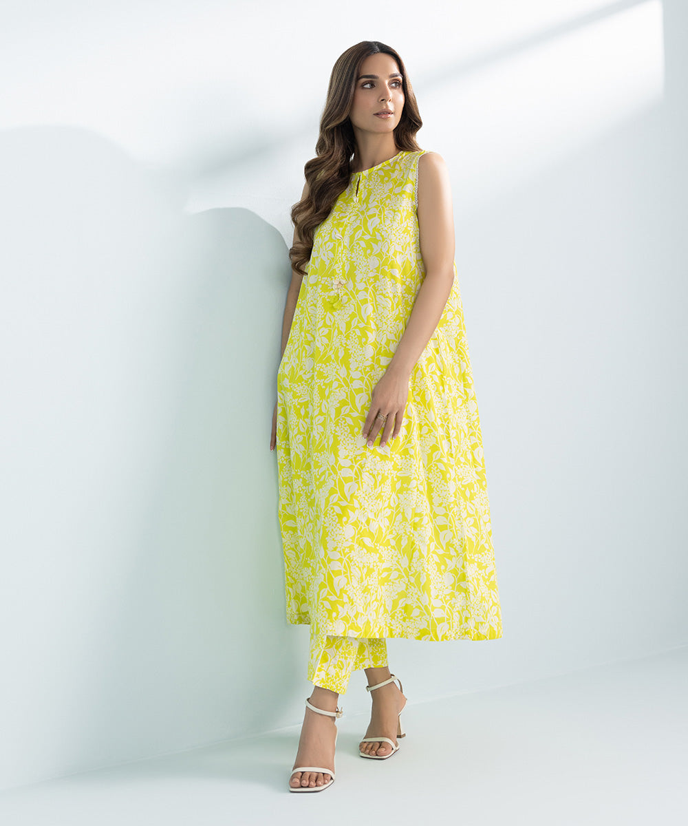 Women's Pret Lawn Printed Yellow 2 Piece Suit