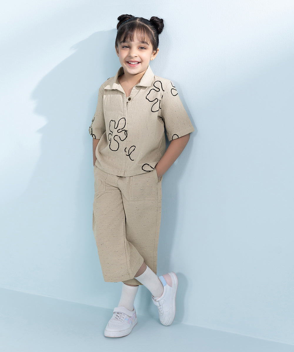 Kids Grey 2 Piece Embroidered Multi Neps Suit