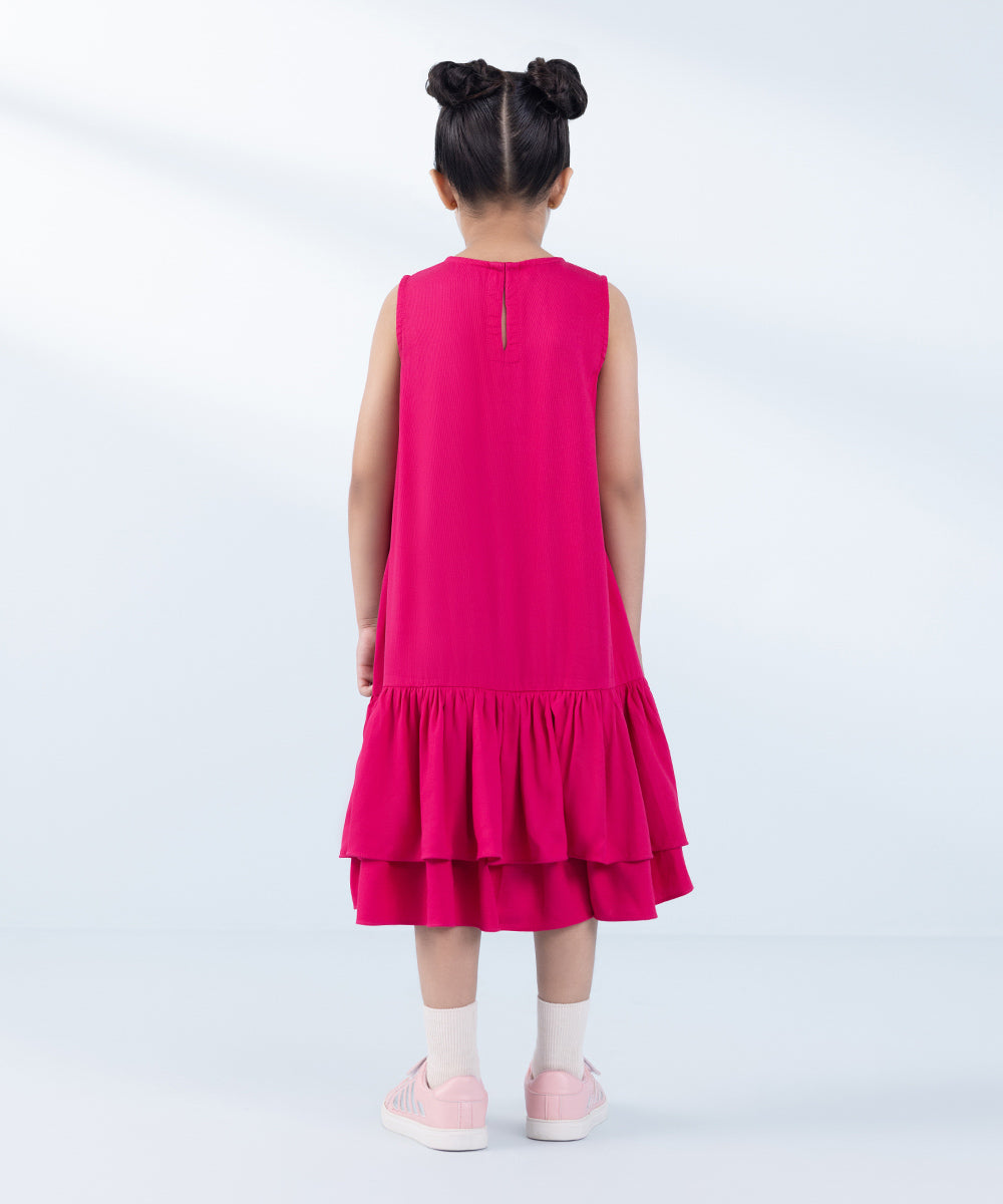 Girl's Pink Dyed Bedford Dress