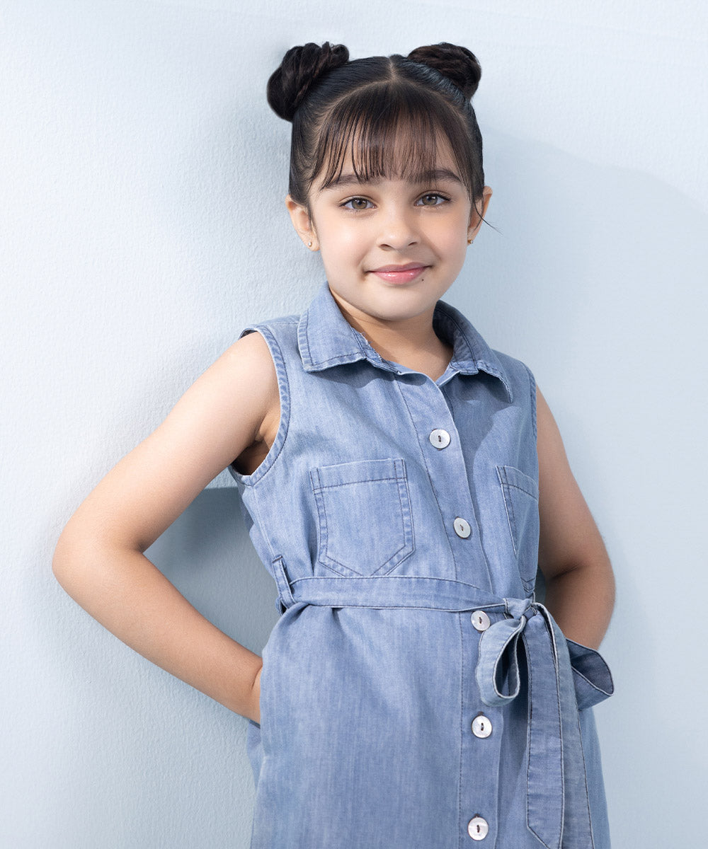 Girl's Blue Denim Dress