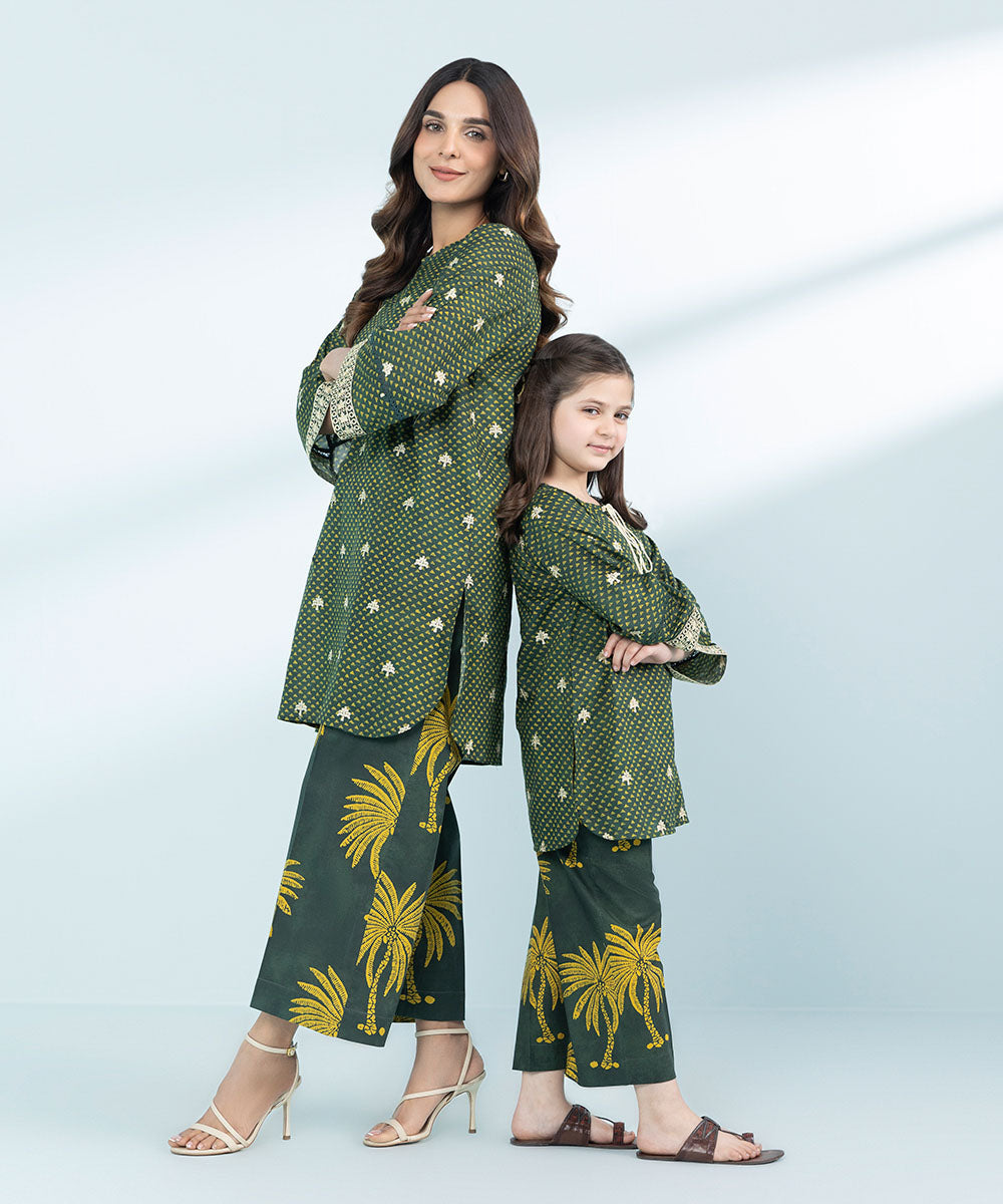 Mommy & Me Girls Two Piece Green Suit 