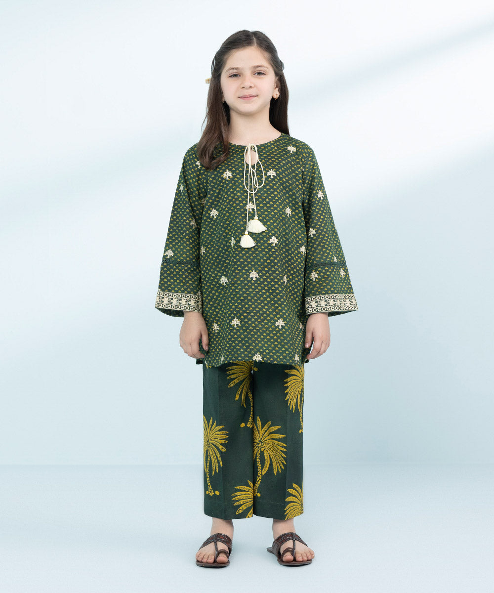 Mommy & Me Girls Two Piece Green Suit 