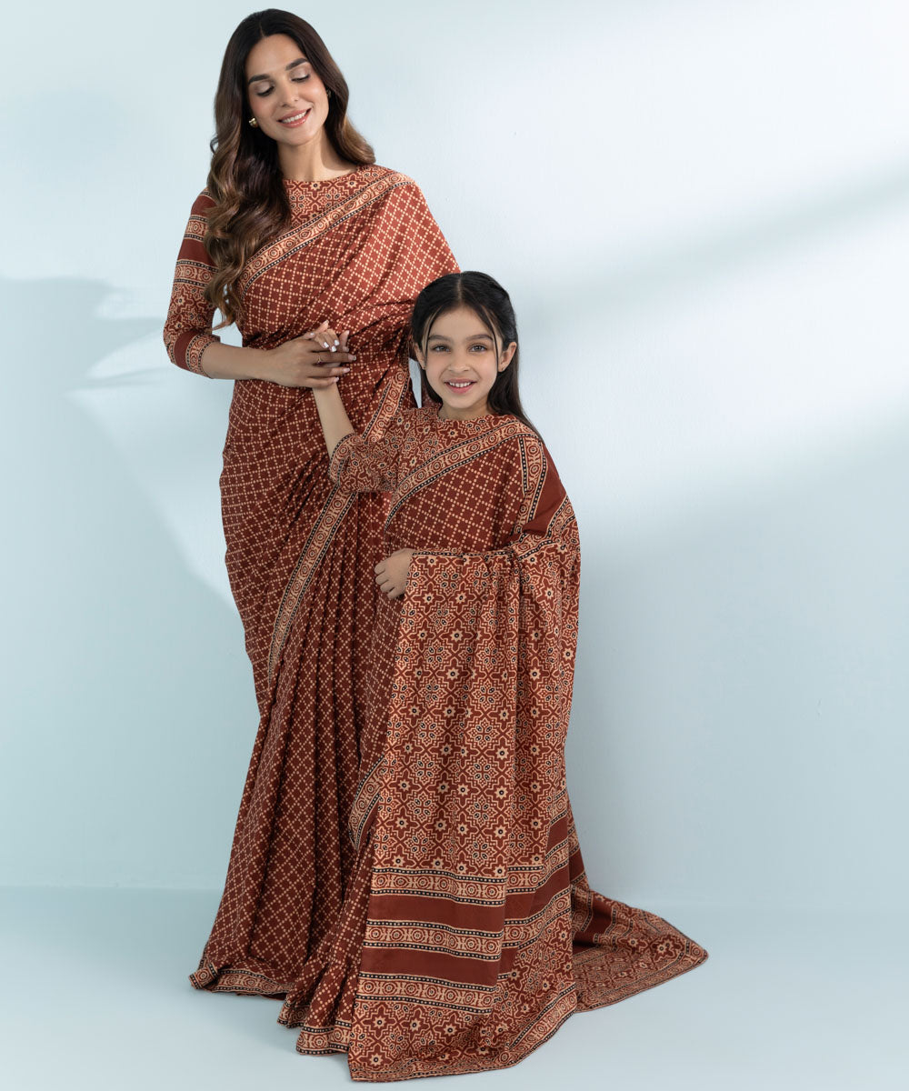 Mommy & Me Girls One Piece Red Saree