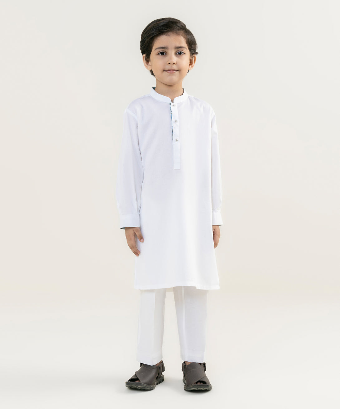 Boy's 100% Cotton Plain White Kurta Trousers