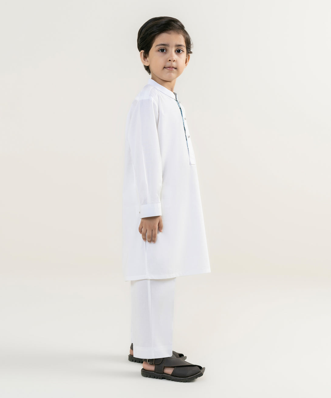 Boy's 100% Cotton Plain White Kurta Trousers