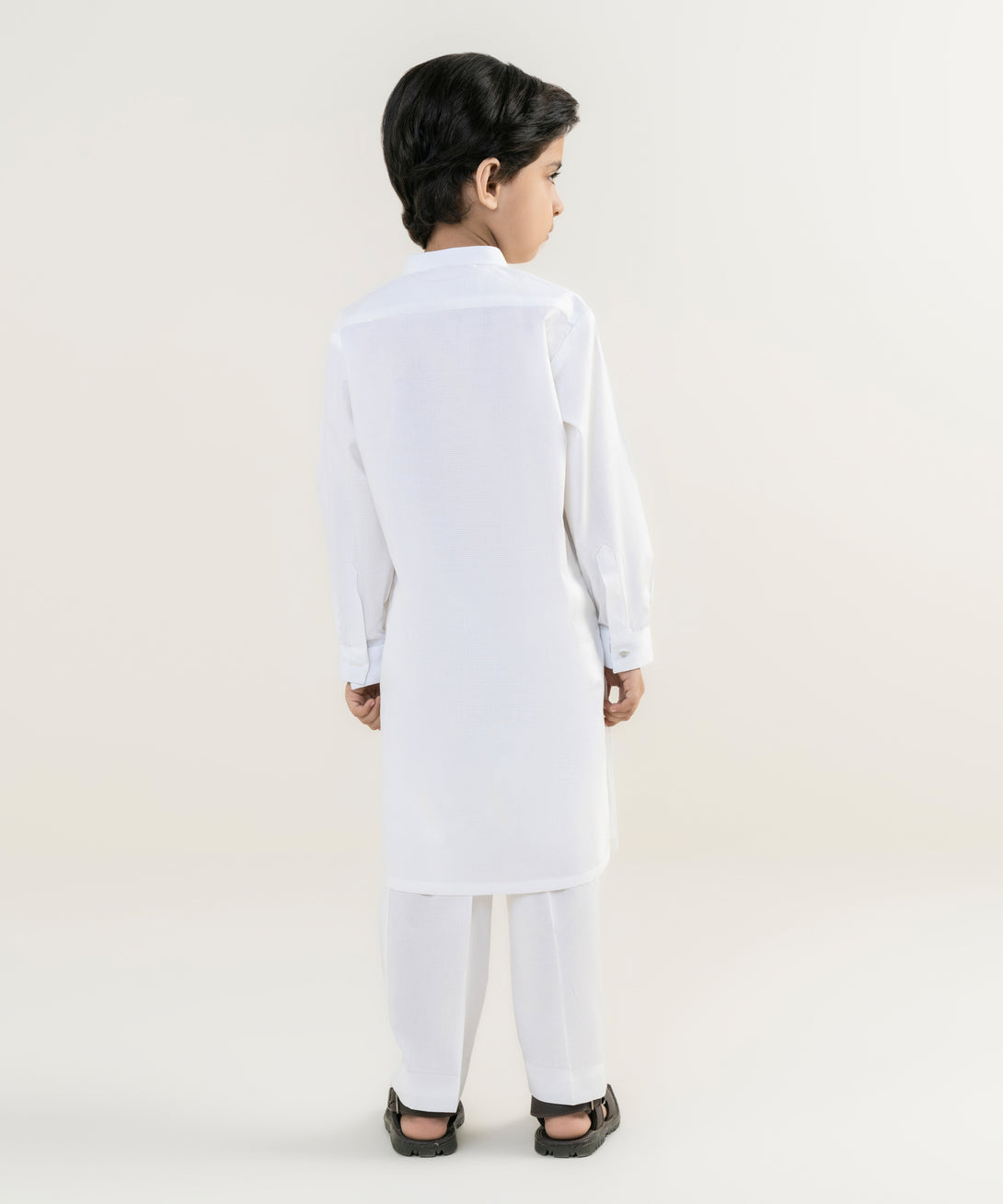 Boy's 100% Cotton Plain White Kurta Trousers