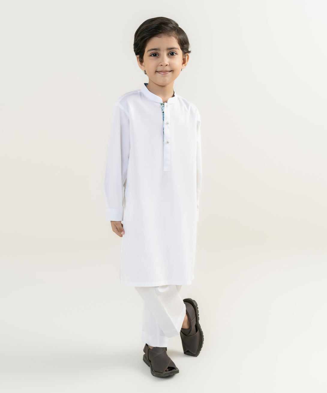 Boy's 100% Cotton Plain White Kurta Trousers