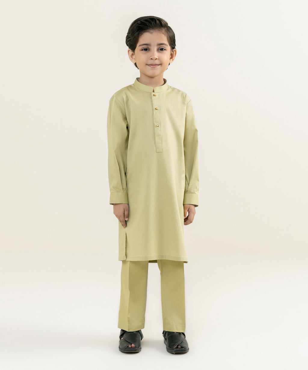 Boy's 100% Cotton Plain Khaki Kurta Trousers