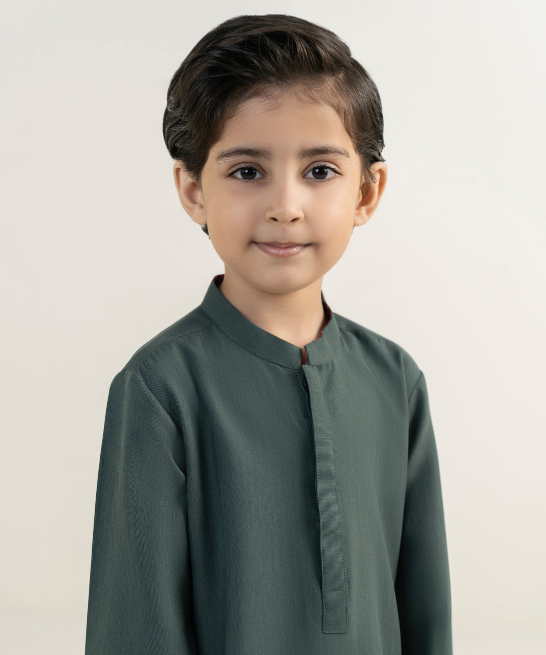 Boy's Viscose Embroidered Green Kurta Trousers