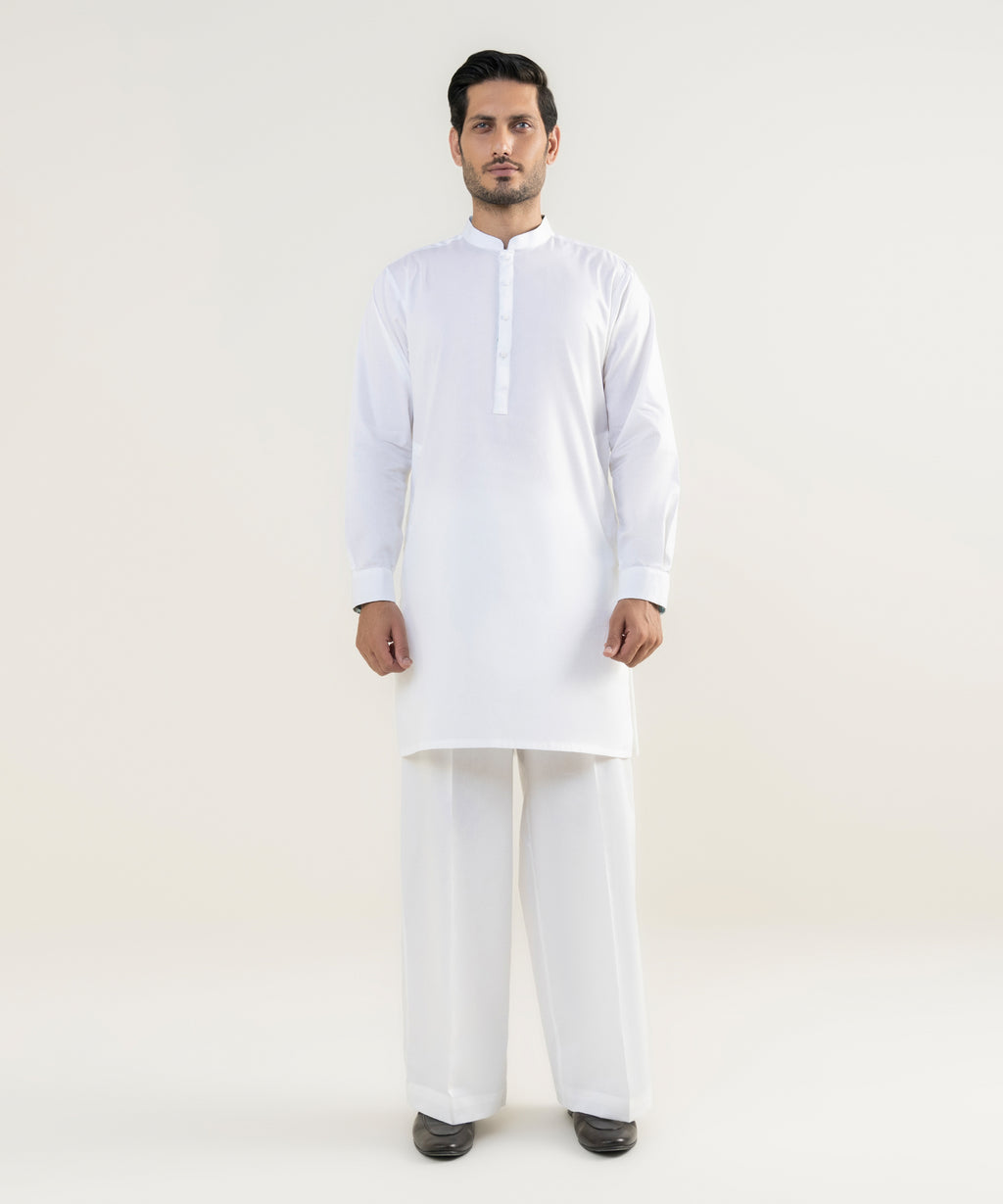 Men's 100% Cotton Plain White Kurta Trousers