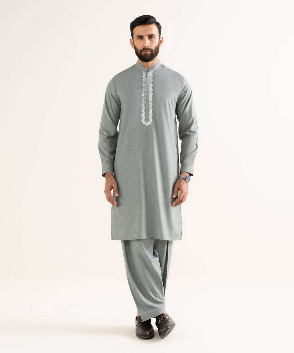 Embroidered Wash & Wear Suit