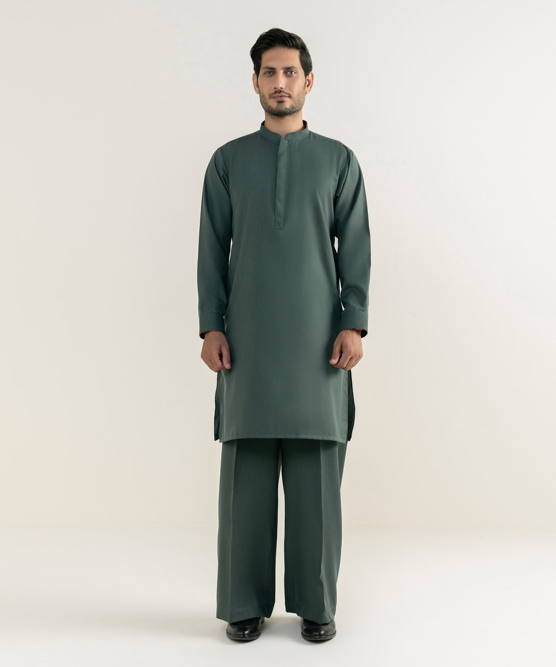 Men's Viscose Plain Green Kurta Trousers