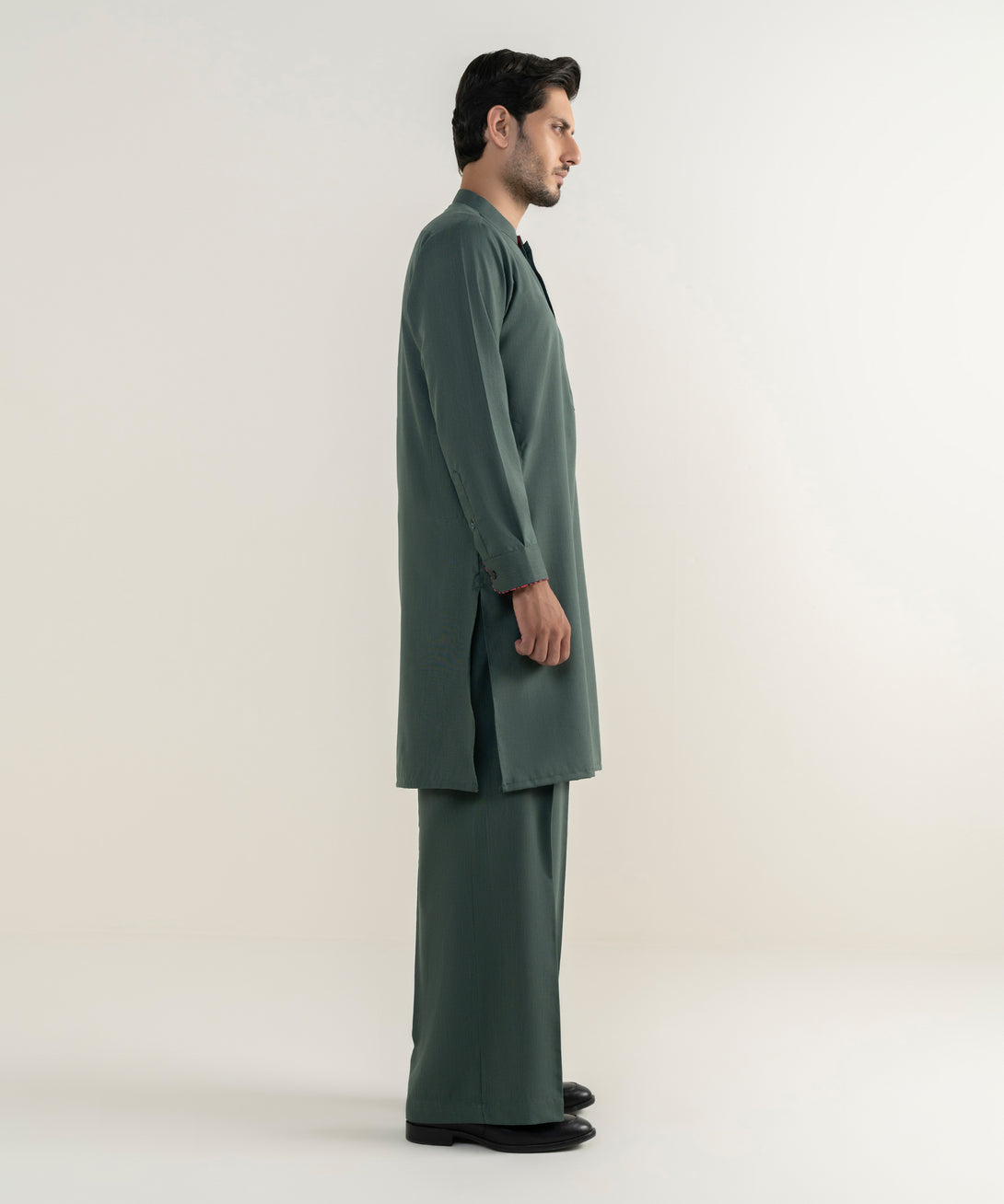 Men's Viscose Plain Green Kurta Trousers