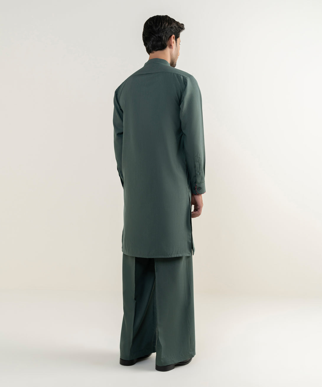 Men's Viscose Plain Green Kurta Trousers