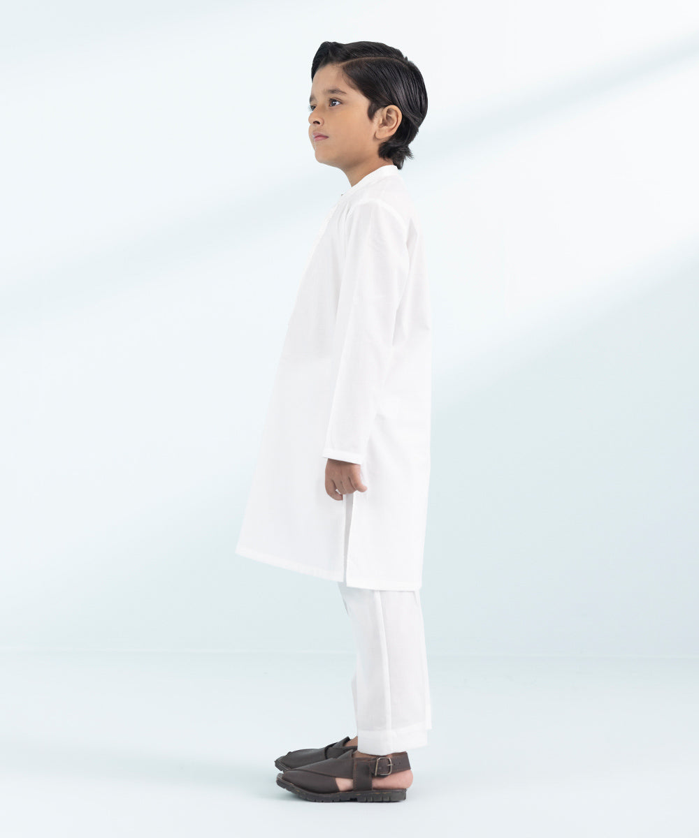 Boys Stitched White Two Piece Suit 