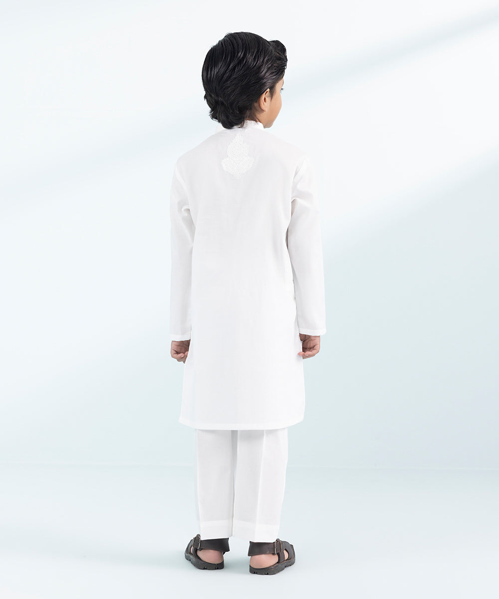 Boys Stitched White Two Piece Suit 