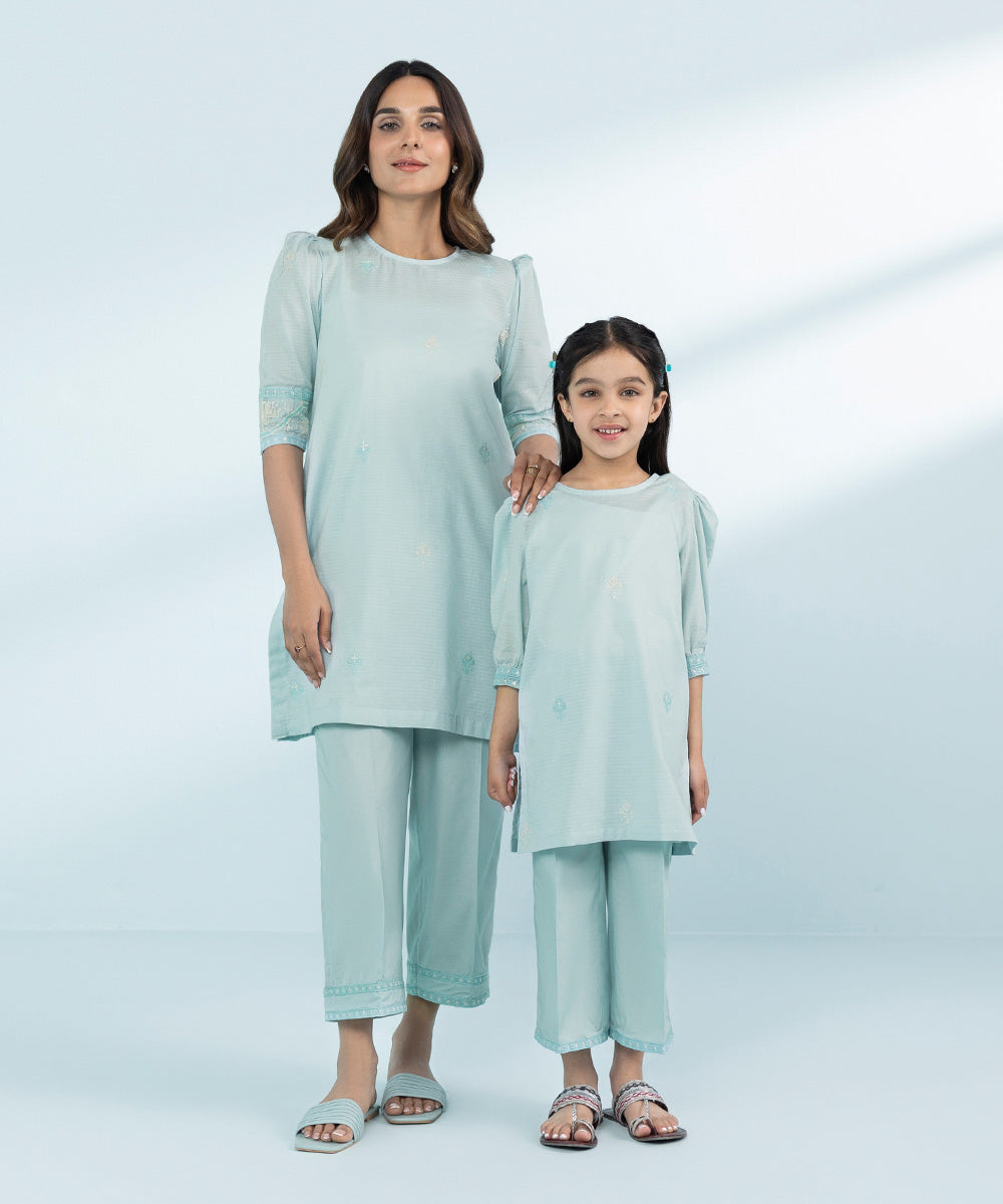 Mommy & Me Girls Two Piece Blue Suit 