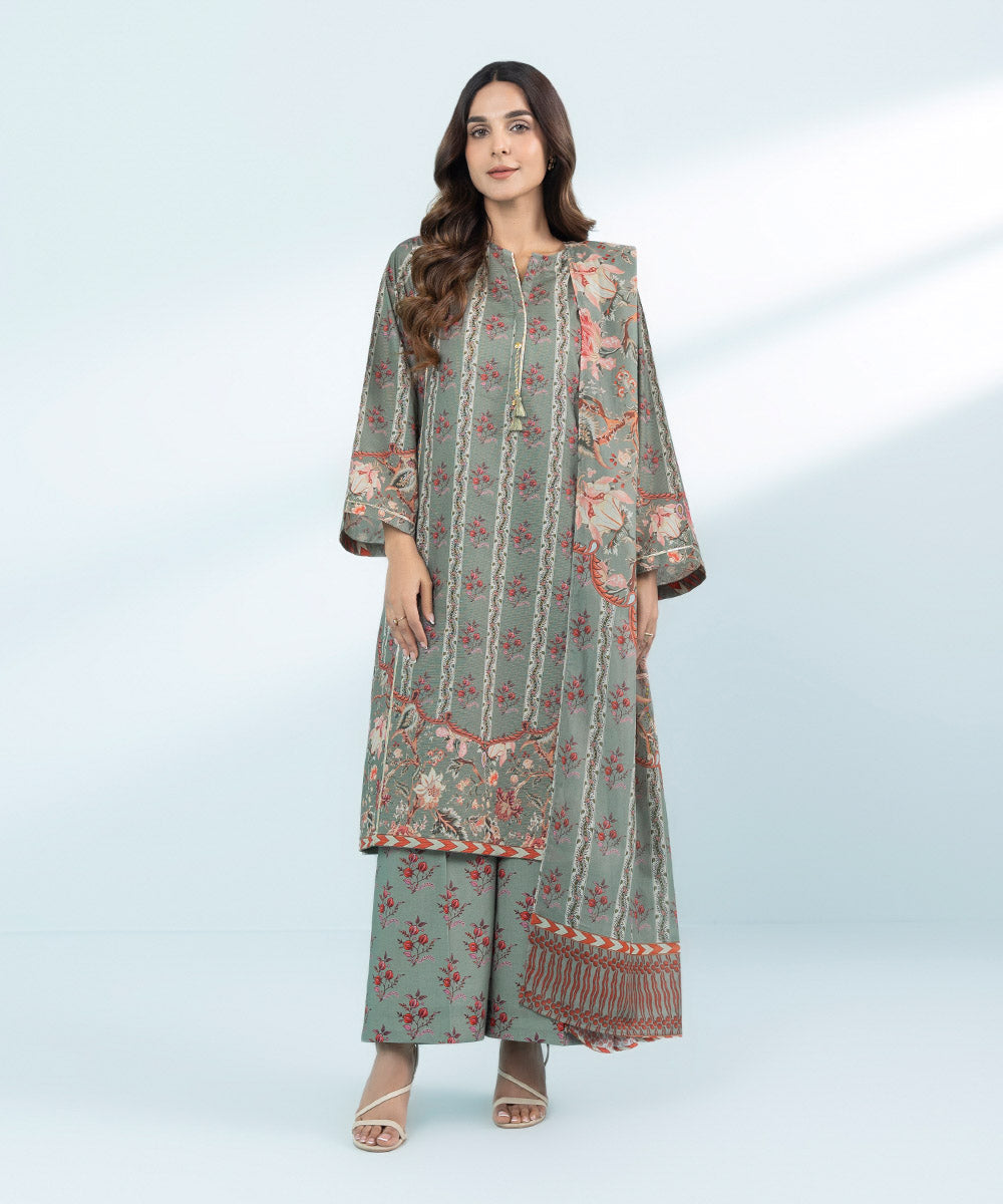 3 Piece - Printed Zari Lawn Suit