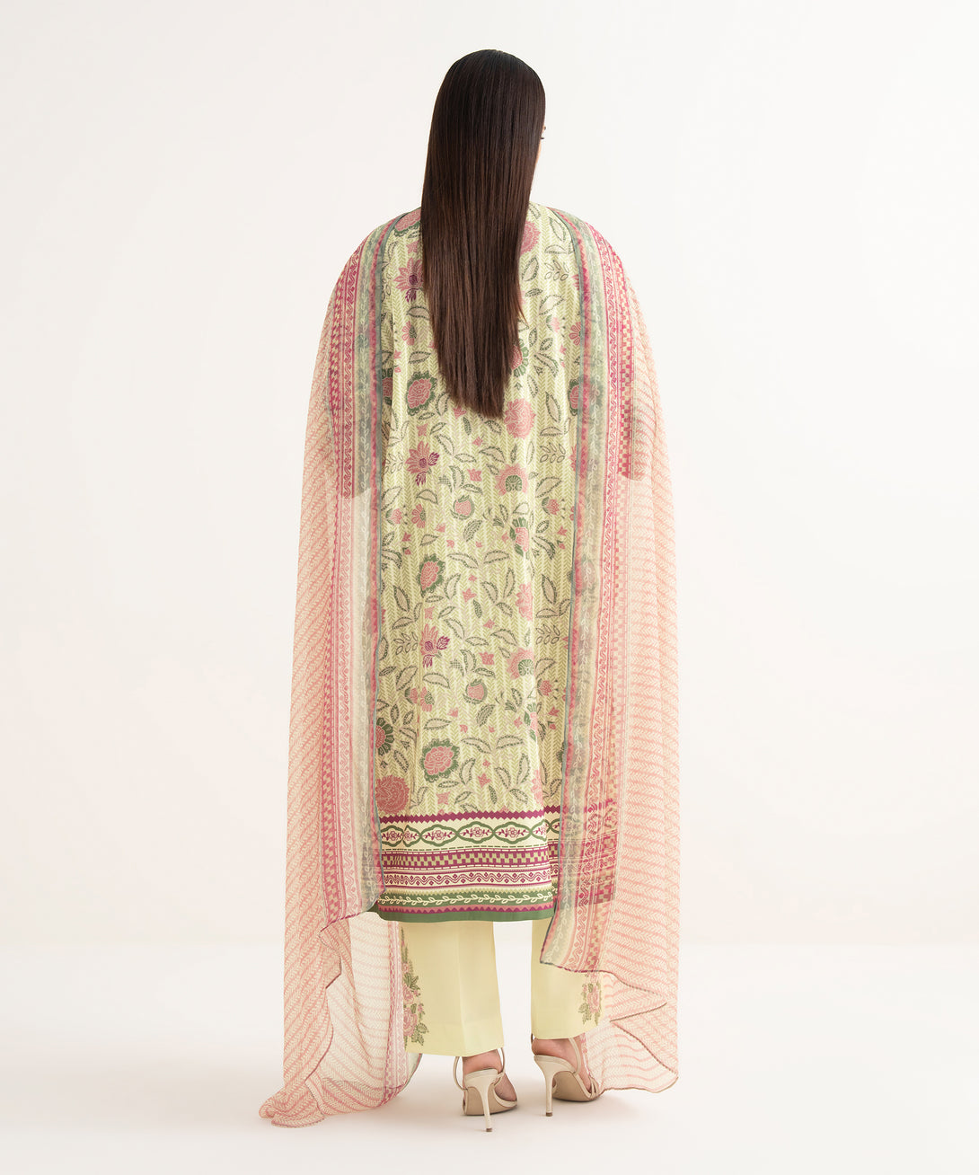 Women's Unstitched Lawn Embroidered Multi 3 Piece Suit